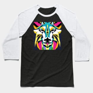 Pop Art Geometric Wolf Face Baseball T-Shirt